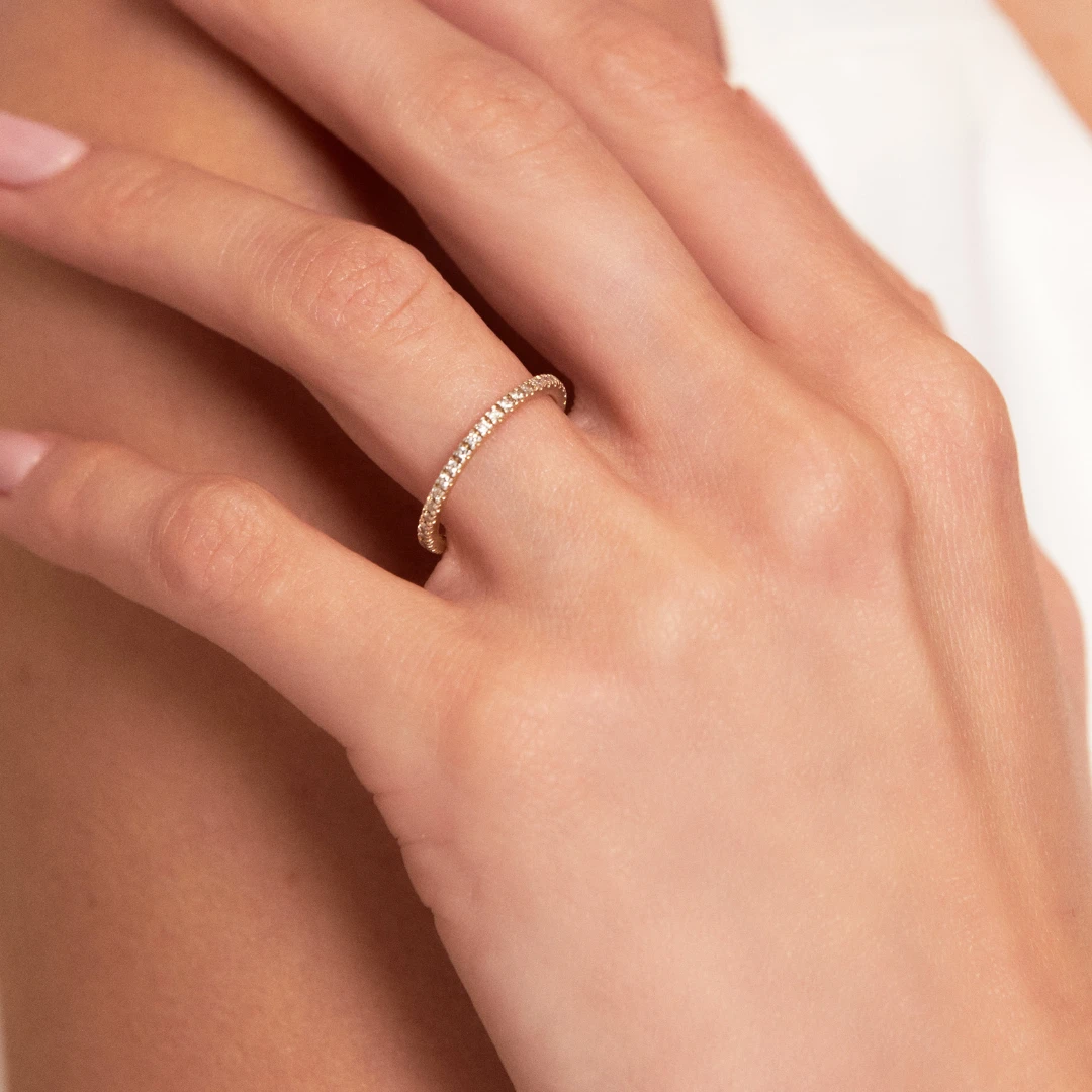 Gold Diamond Style Half Eternity Ring - Image 2