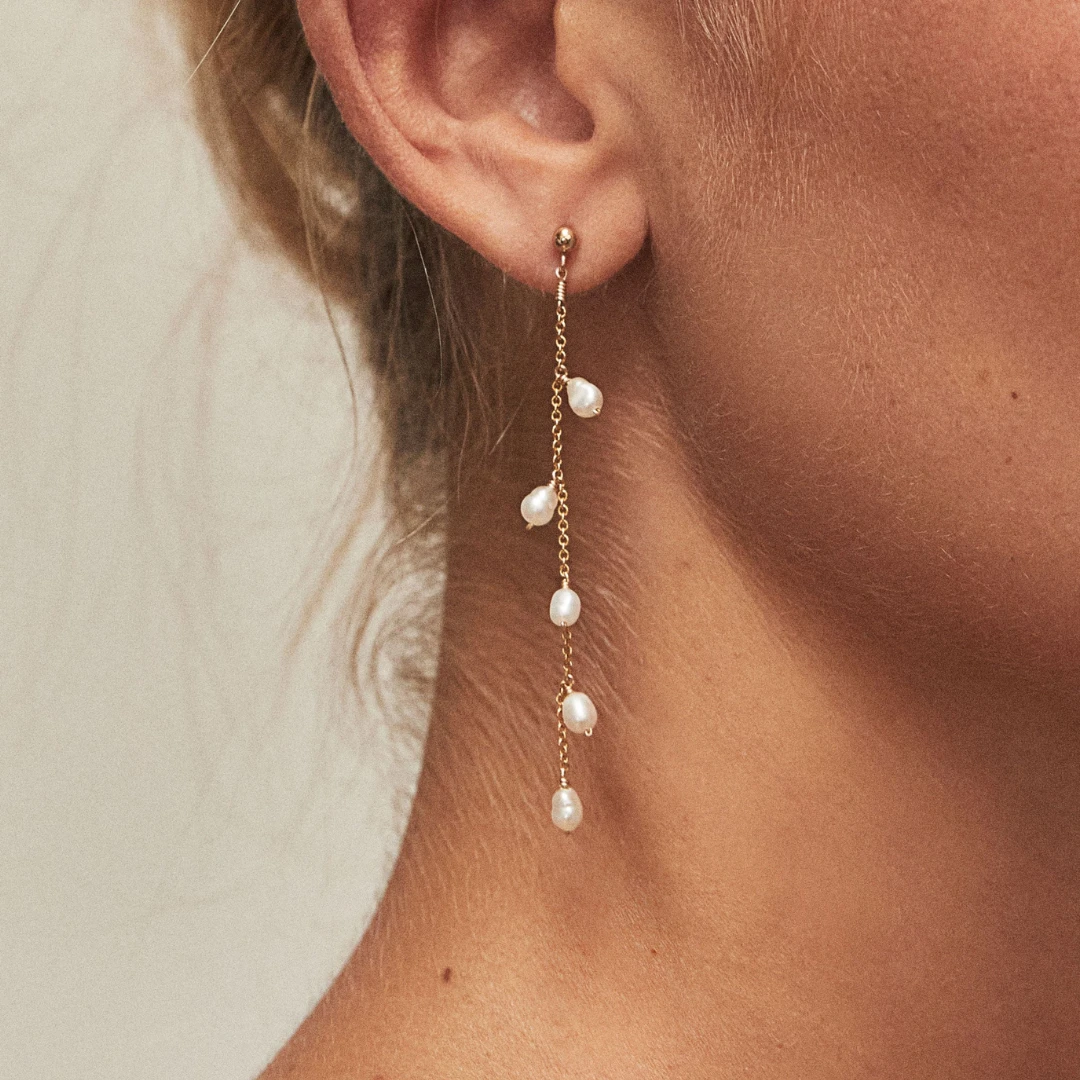 Silver Seed Pearl Drop Earrings - Image 5