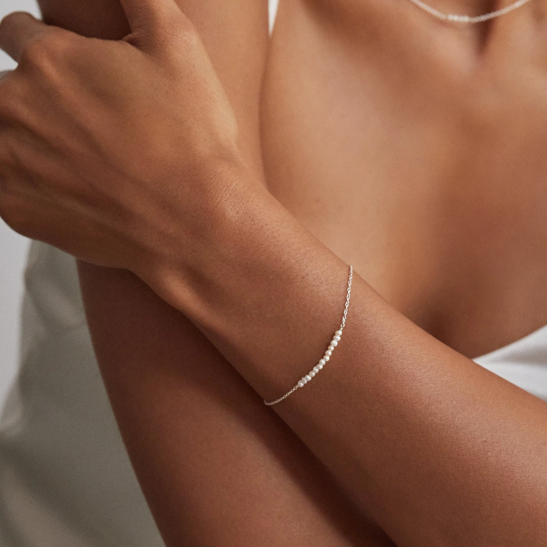 Silver Small Pearl Cluster Bracelet - Image 2