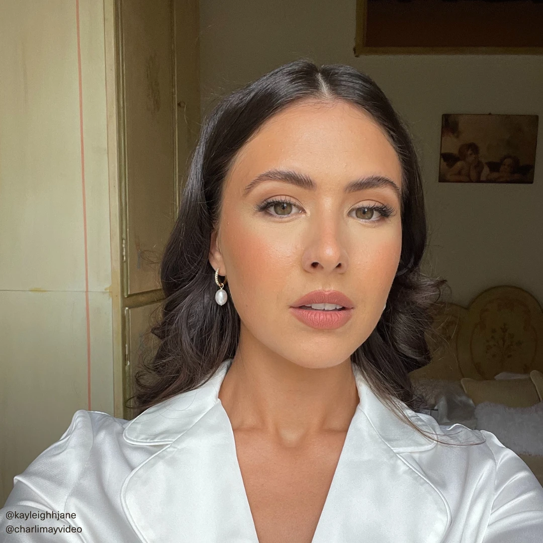 Gold Diamond Style Large Pearl Drop Hoop Earrings - Image 3