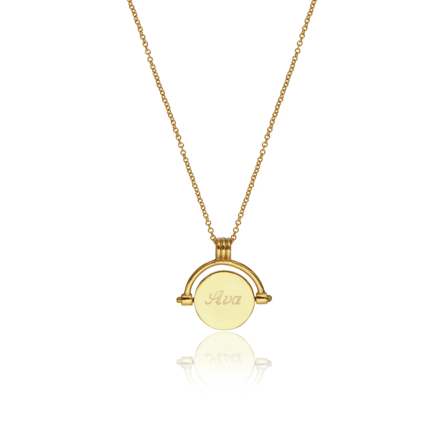 Gold Mother Of Pearl Spinning Disc Necklace - Image 6