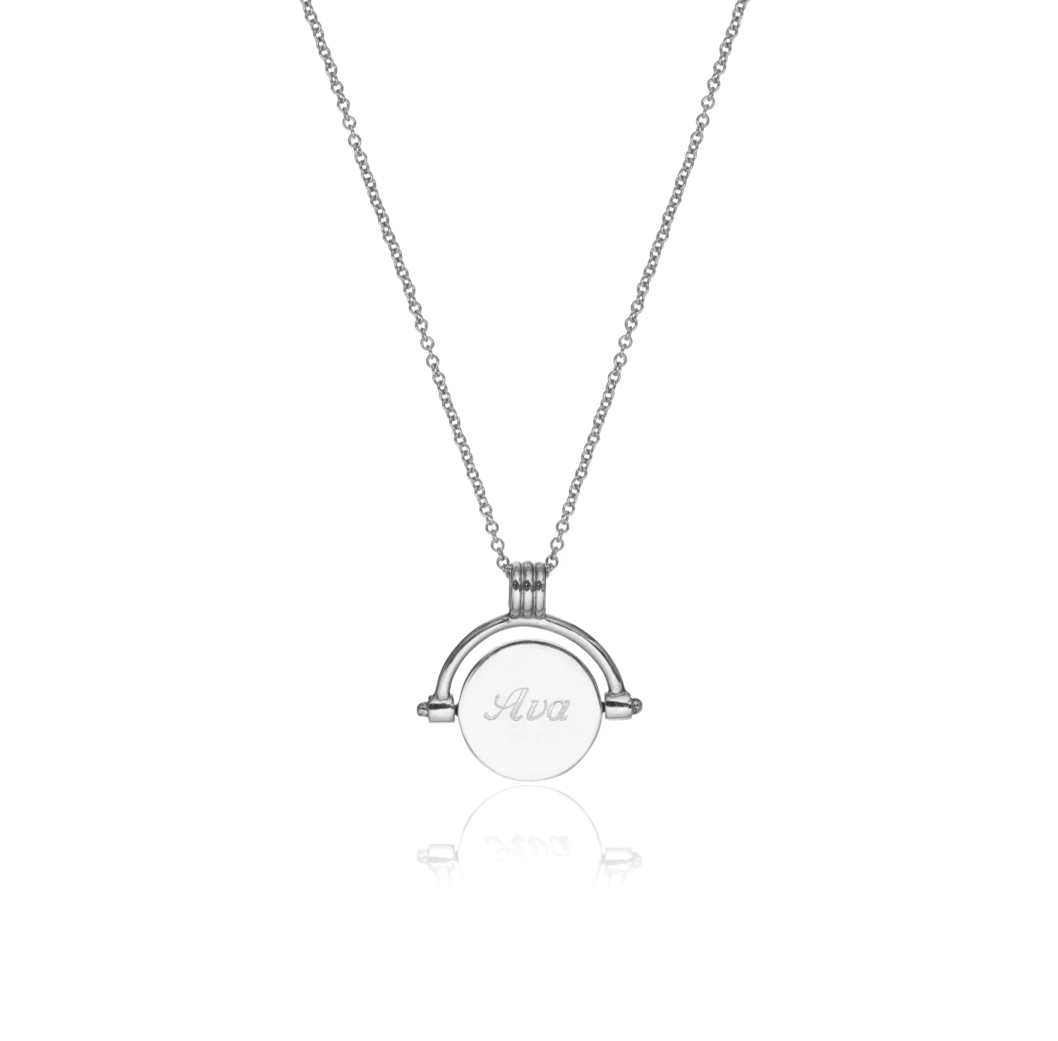 Silver Mother Of Pearl Spinning Disc Necklace - Image 5