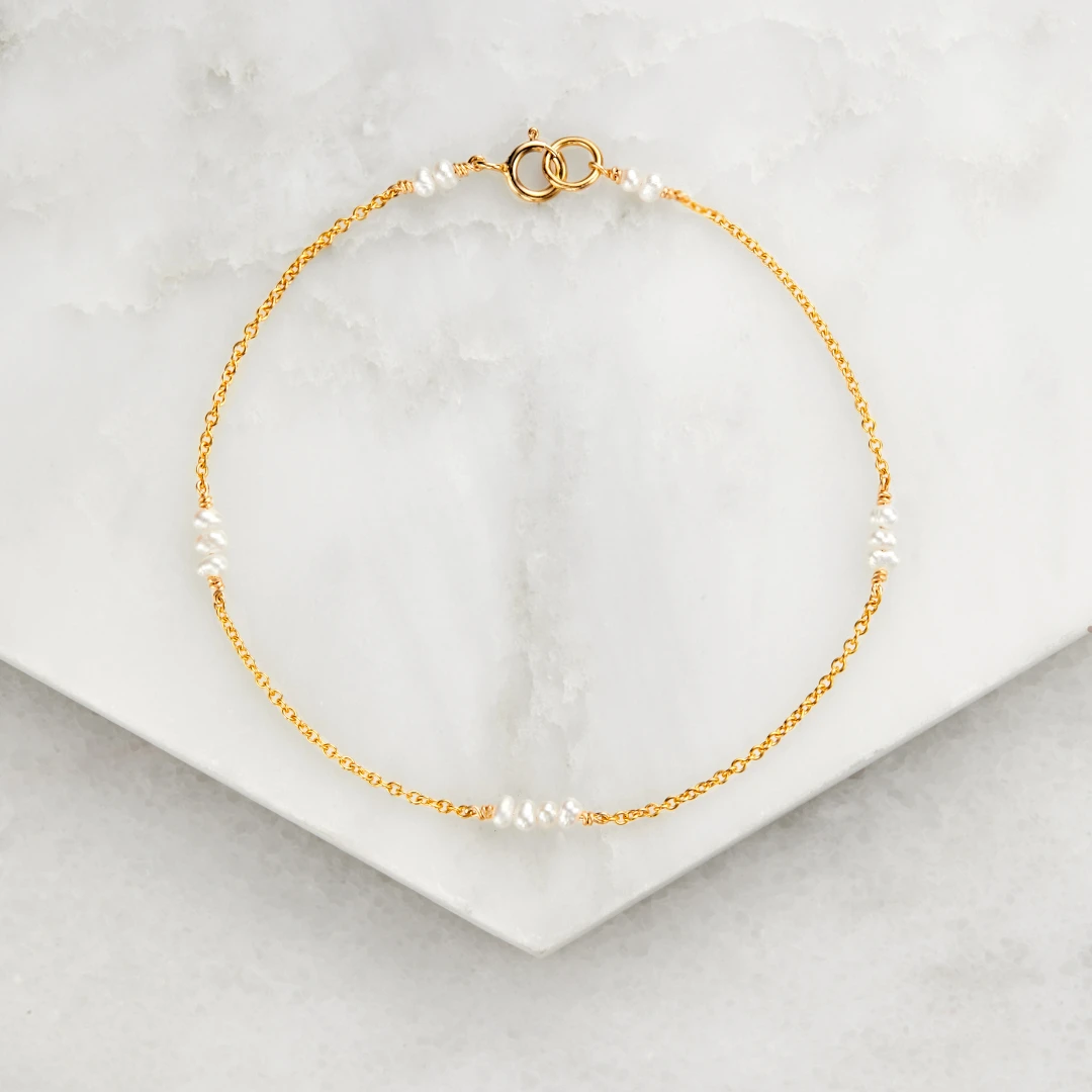 Gold Mini Pearl Bracelet - Image 6