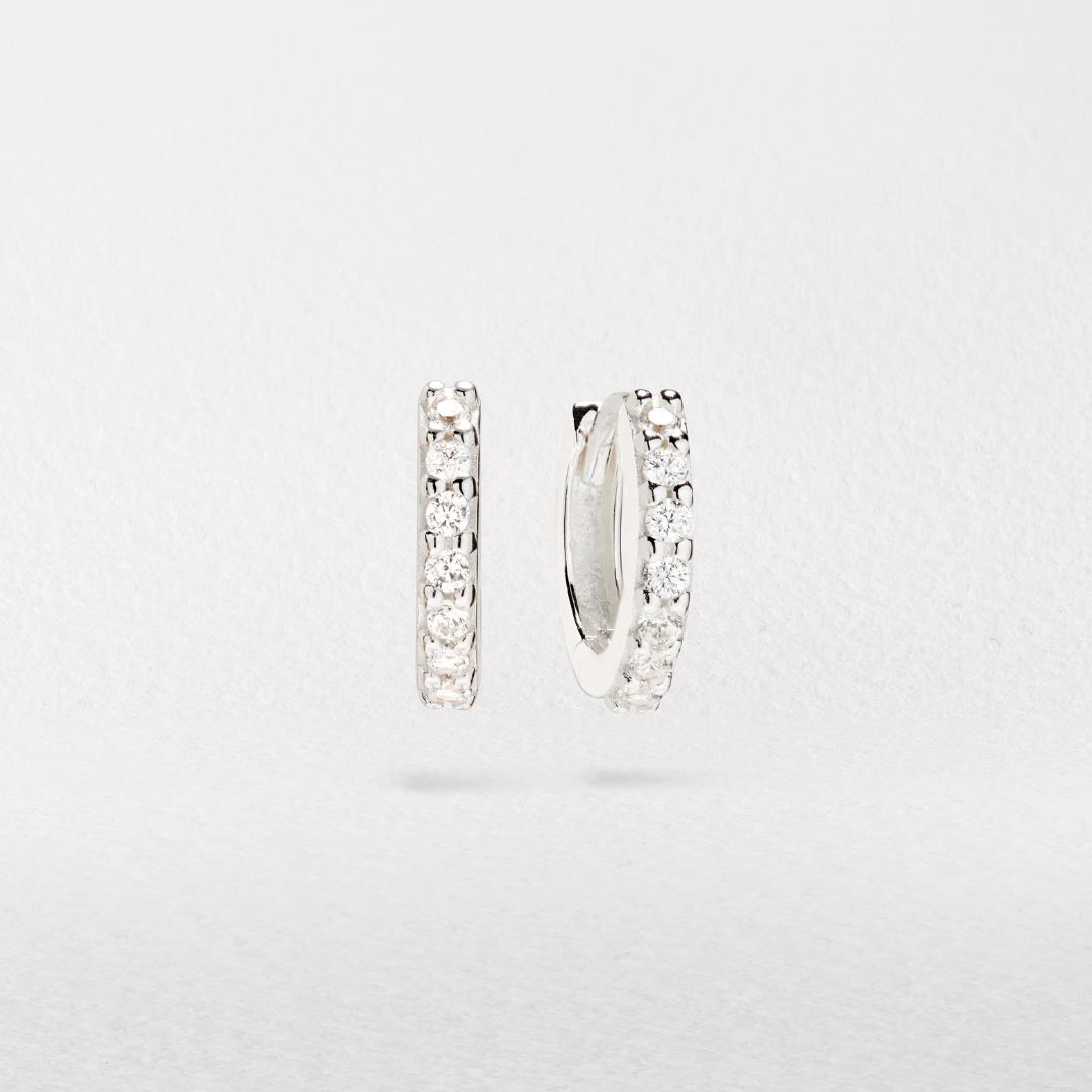 Solid White Gold Genuine Diamond Huggie Pearl Drop Earrings - Image 8