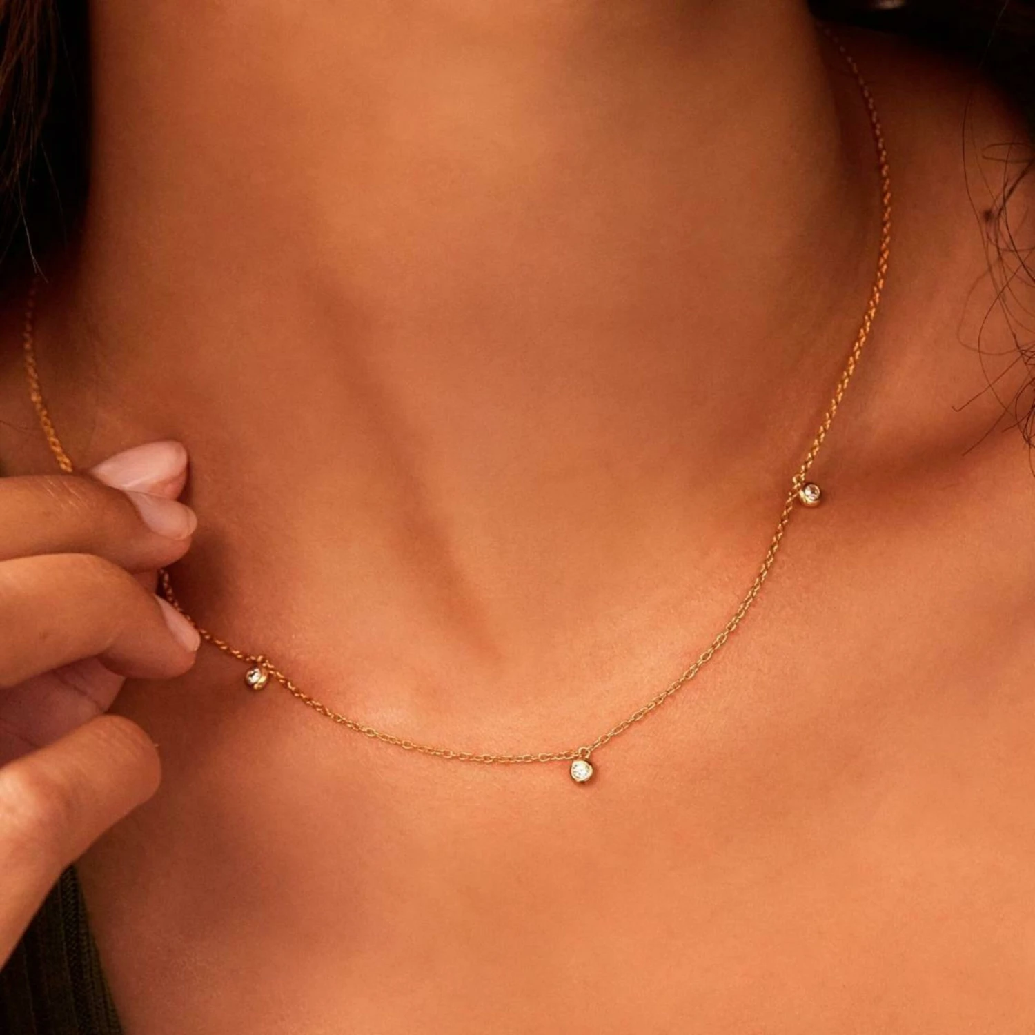 Solid White Gold Diamond Drop Necklace - Image 6