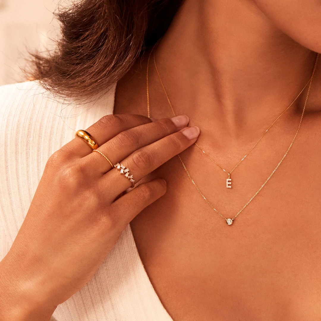 Solid White Gold Floating Diamond Necklace - Image 11