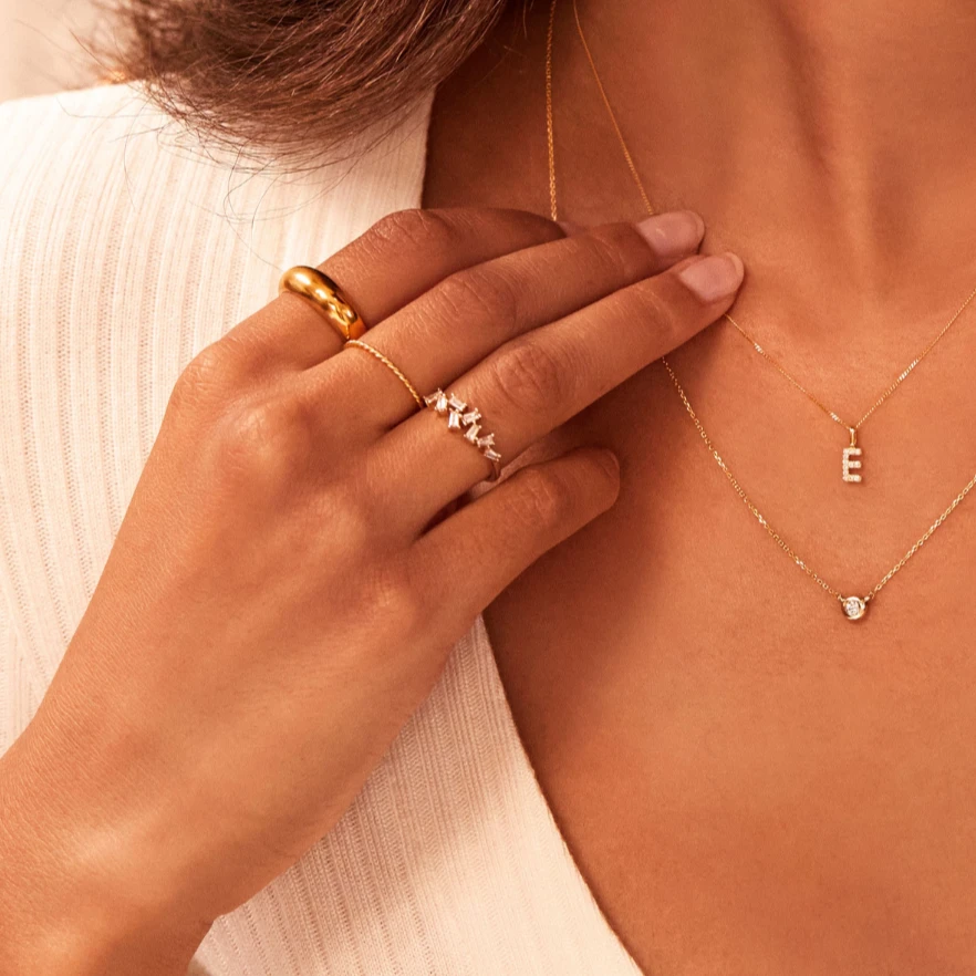 Gold Diamond Style Baguette Ring - Image 7