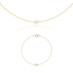 Gold Single Pearl Choker And Bracelet Set