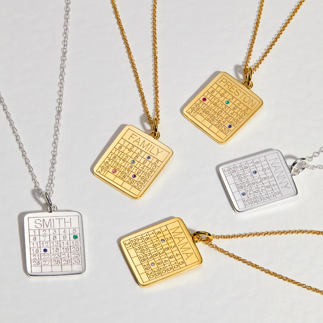 Gold Personalised Family Calendar Necklace - Image 6