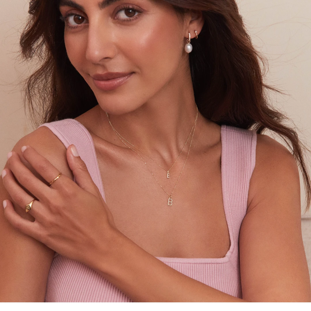 Solid White Gold Genuine Diamond Huggie Pearl Drop Earrings - Image 4