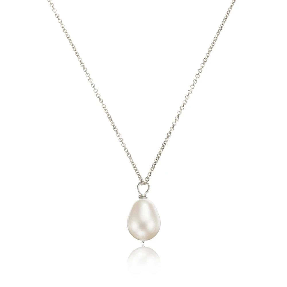 White Gold Large Single Pearl Necklace