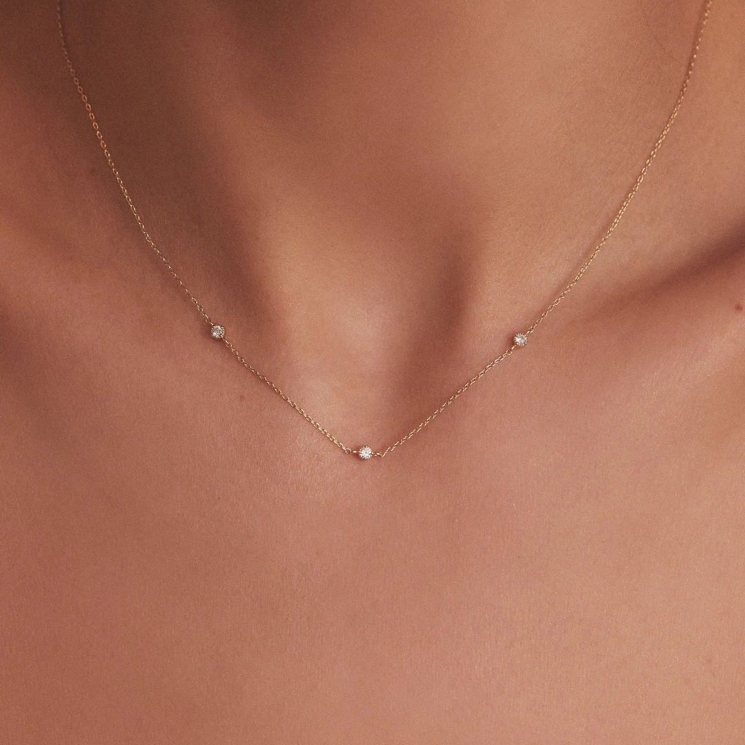 Silver Three Diamond Style Necklace - Image 2