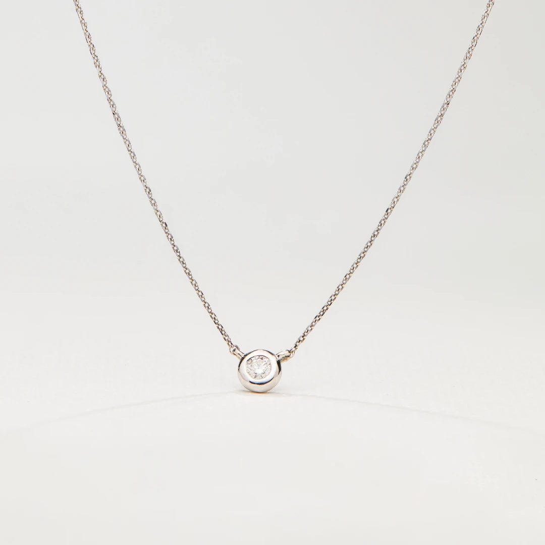 Solid White Gold Floating Diamond Necklace - Image 5