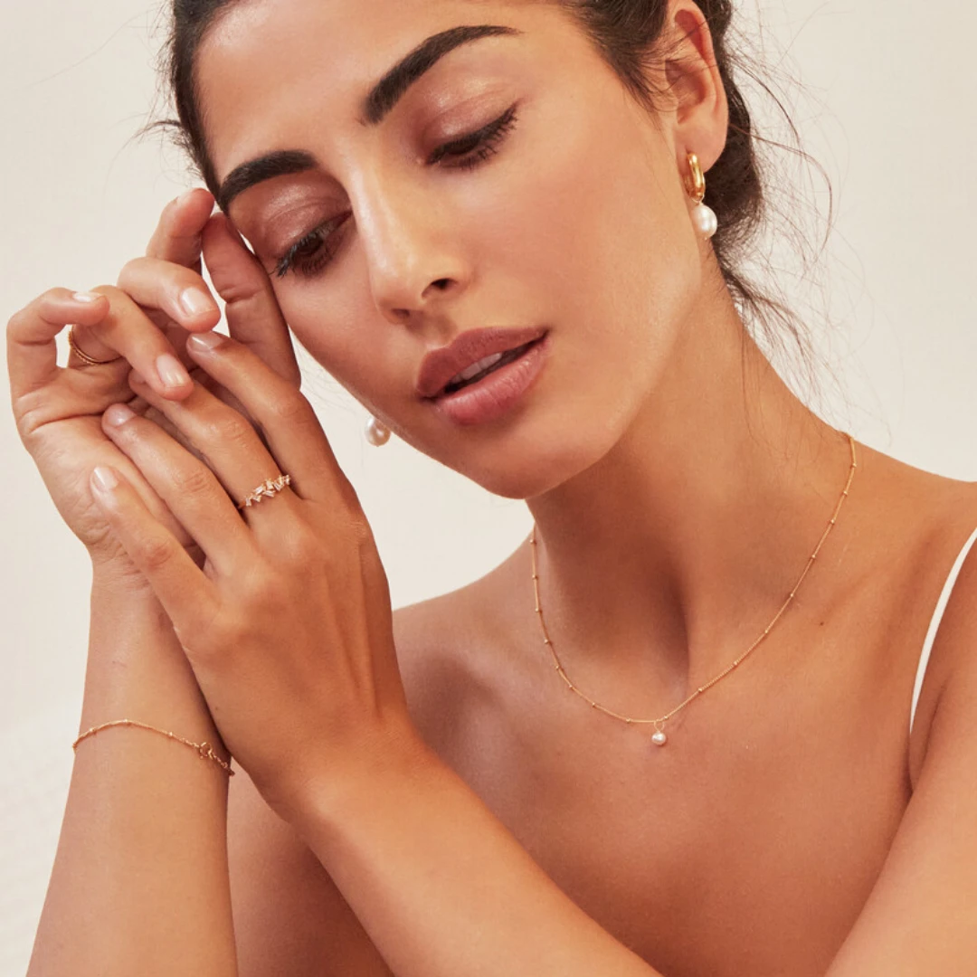 Silver Single Pearl Satellite Necklace - Image 4