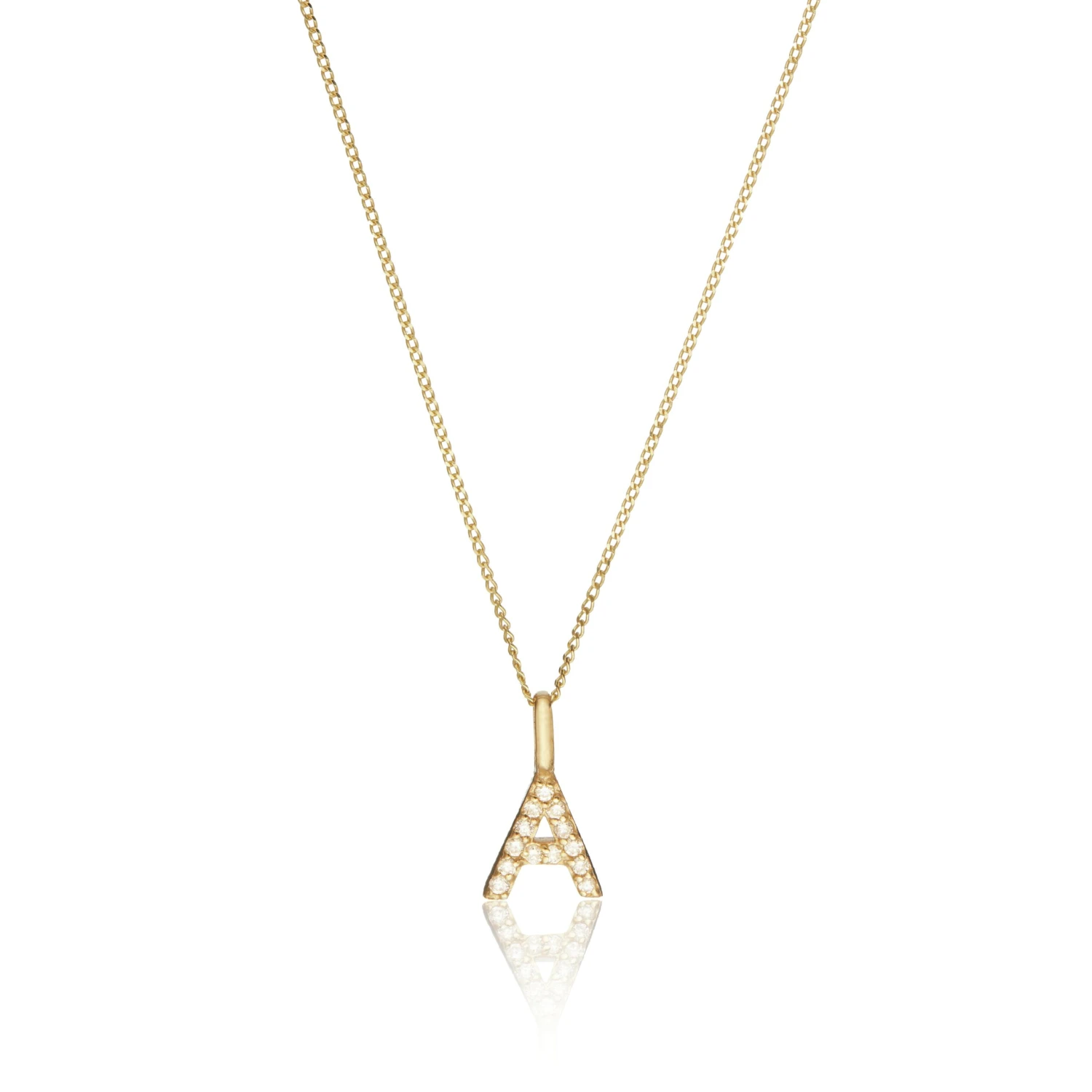 Solid Gold Genuine Diamond Initial Letter Necklace - Image 13