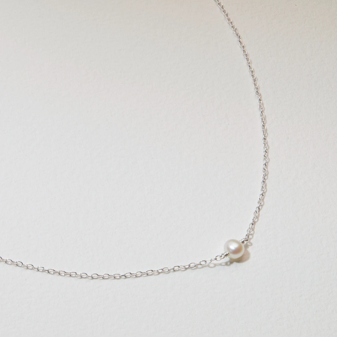 Silver Single Pearl Choker - Image 3