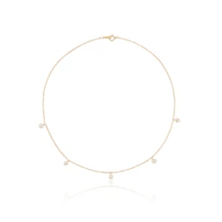 Gold Five Pearl Drop Choker