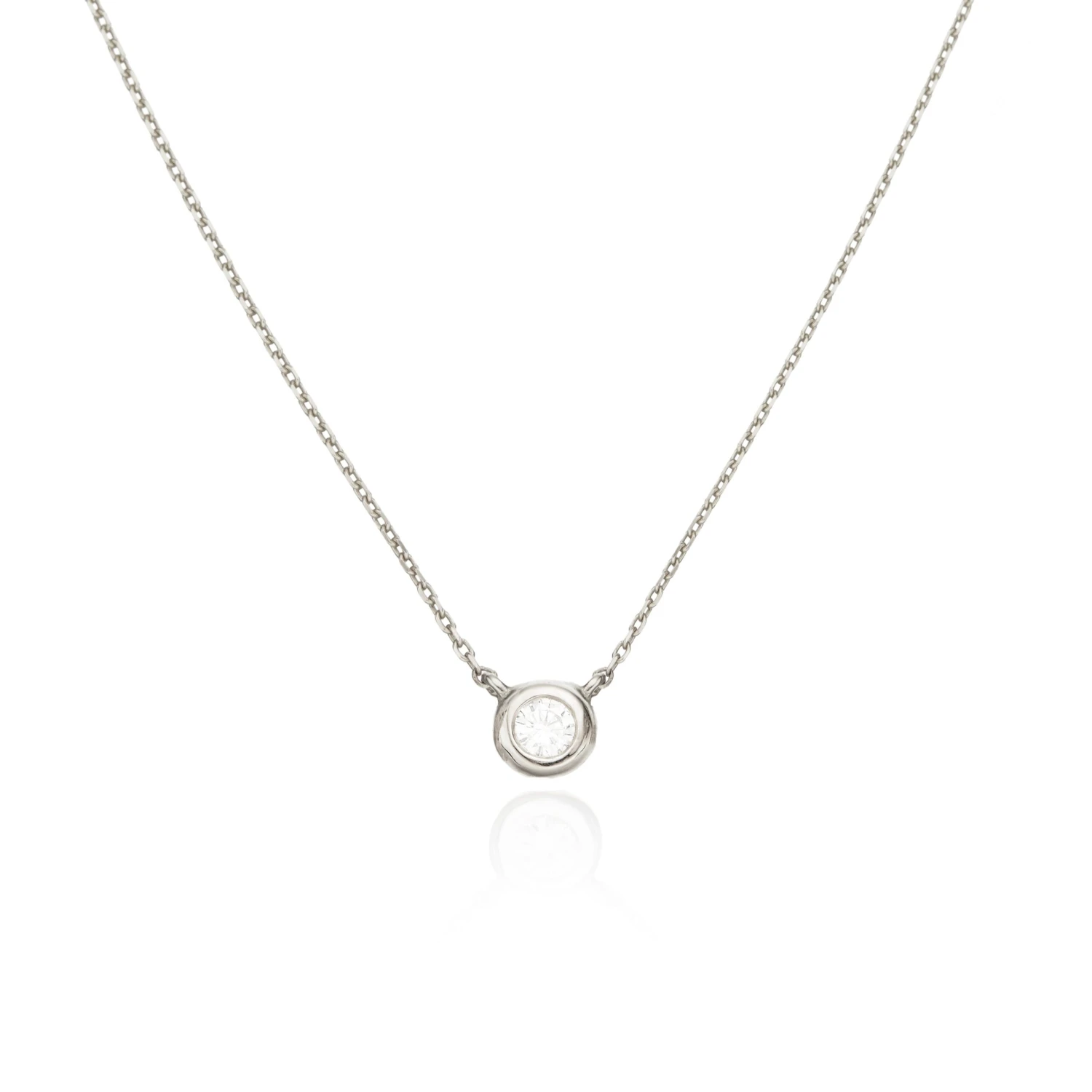 Solid White Gold Floating Diamond Necklace