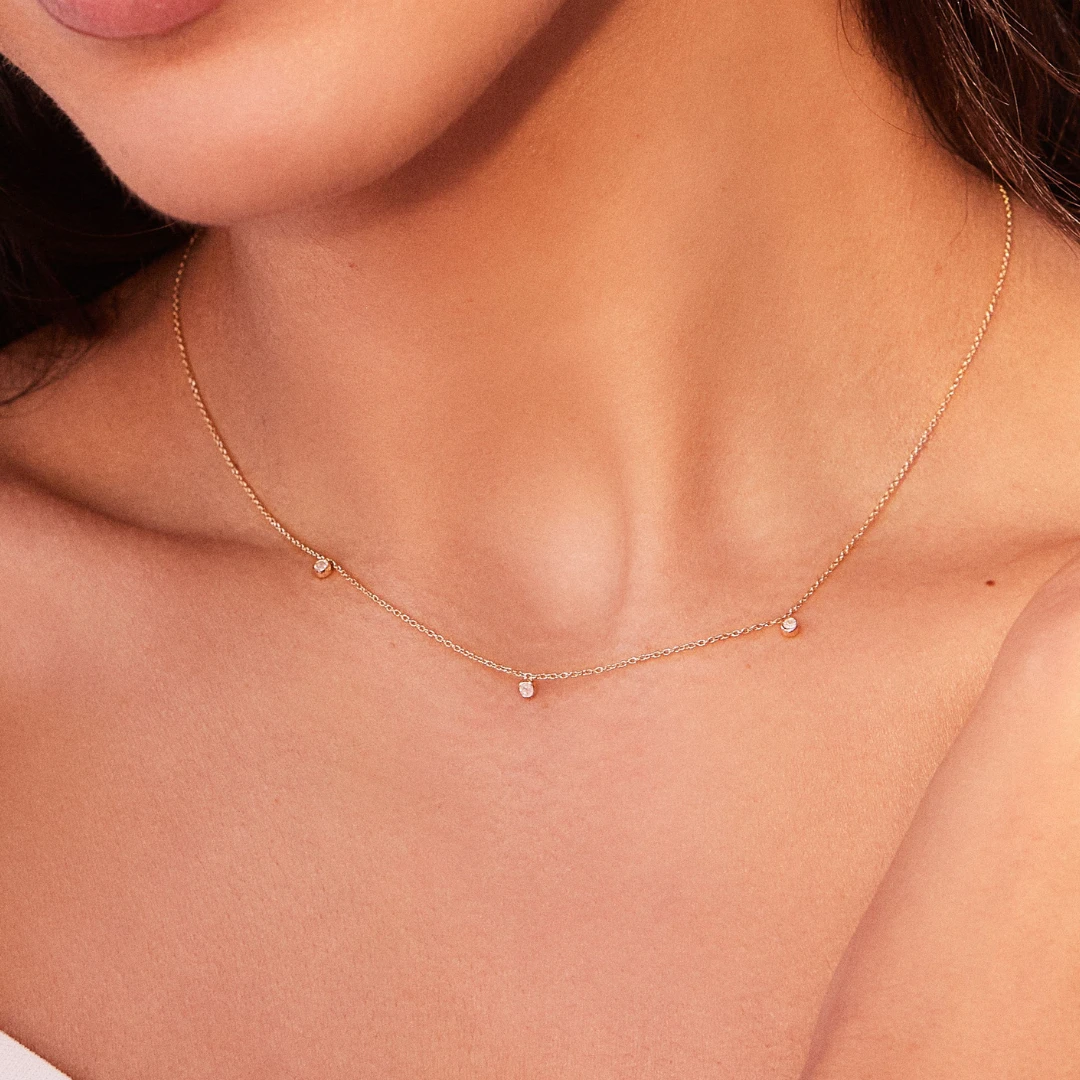 Solid White Gold Diamond Drop Necklace - Image 5