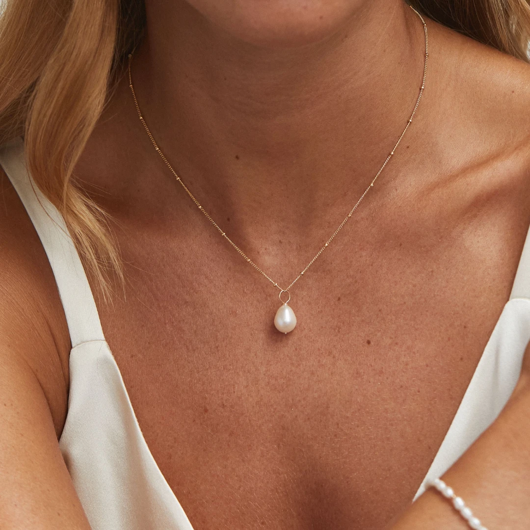 Gold Large Pearl Satellite Necklace - Image 3