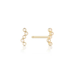 Gold Diamond Style Wave Stud Earrings