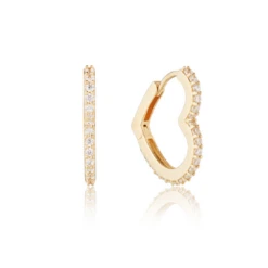Gold Diamond Style Heart Huggie Hoop Earrings