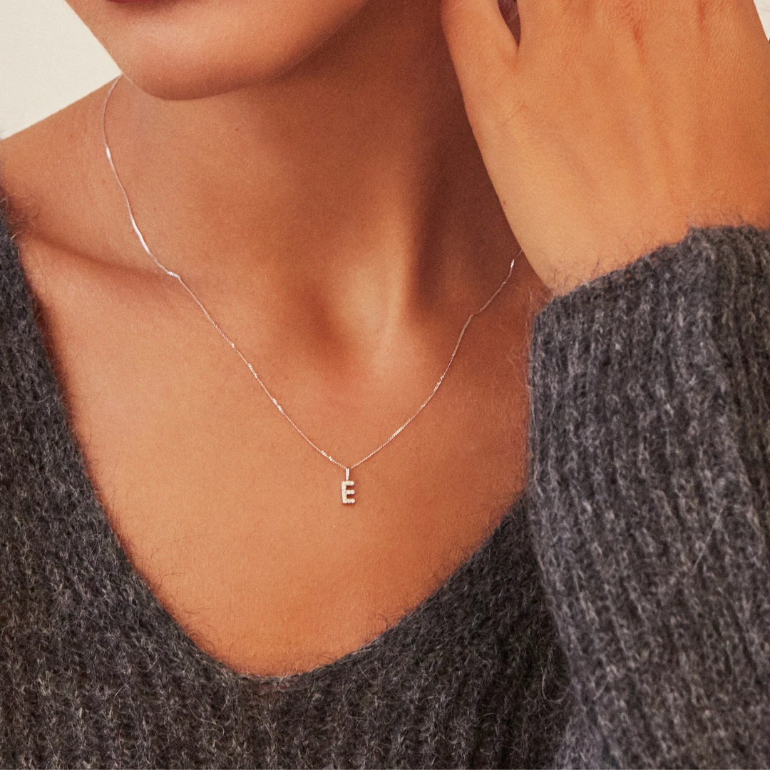 Solid Gold Genuine Diamond Individual Initial Charm - Image 10