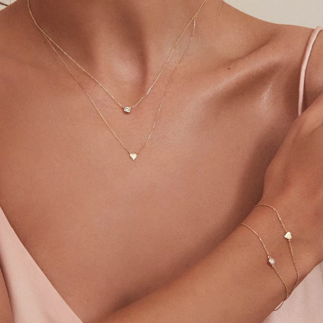 Solid Gold Floating Diamond Necklace - Image 3