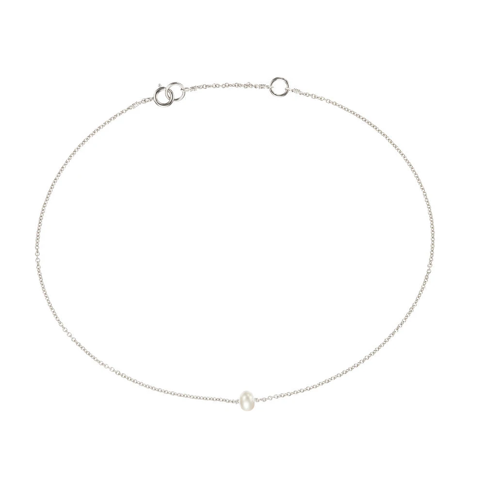 Silver Small Pearl Anklet