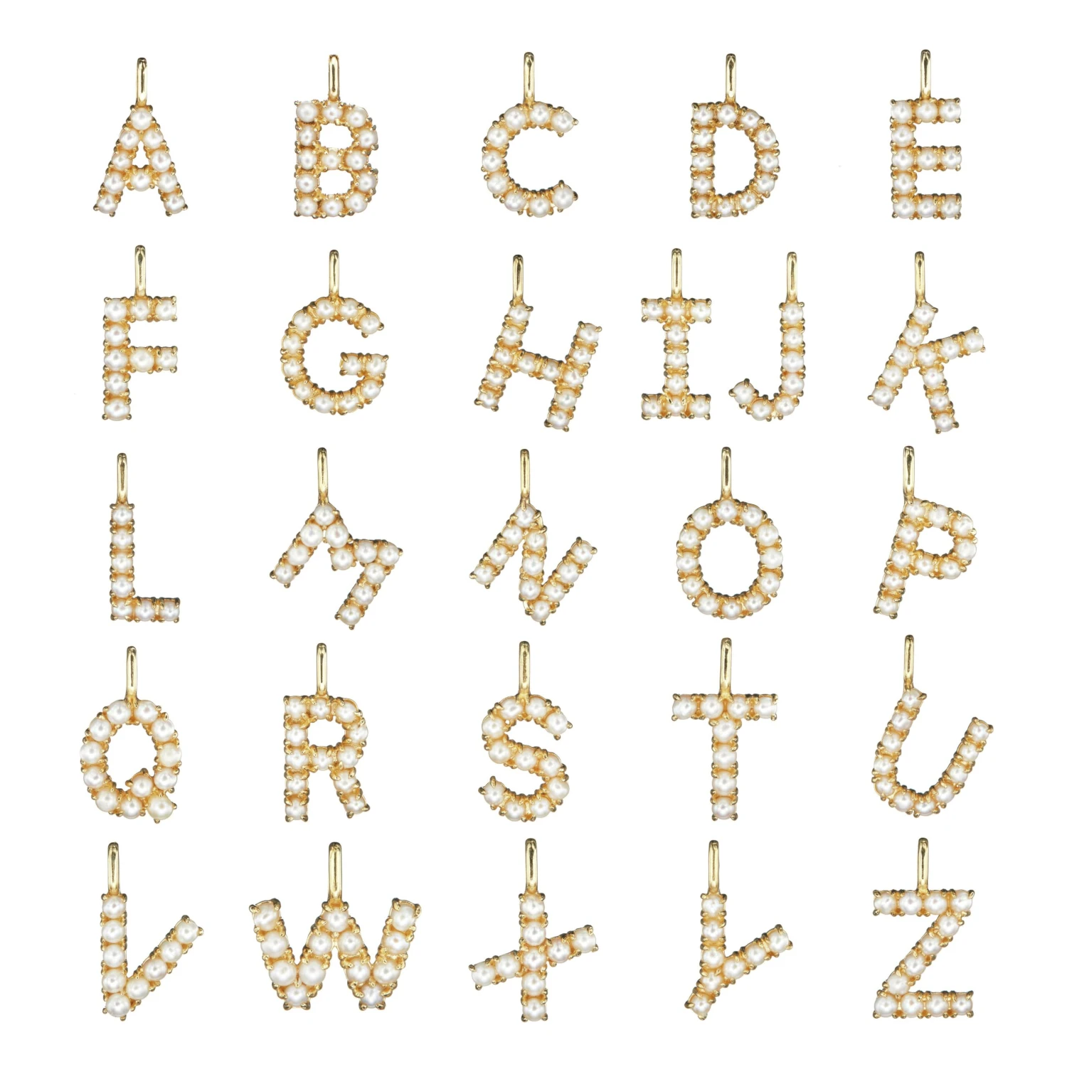 Solid Gold Pearl Initial Letter Necklace - Image 3