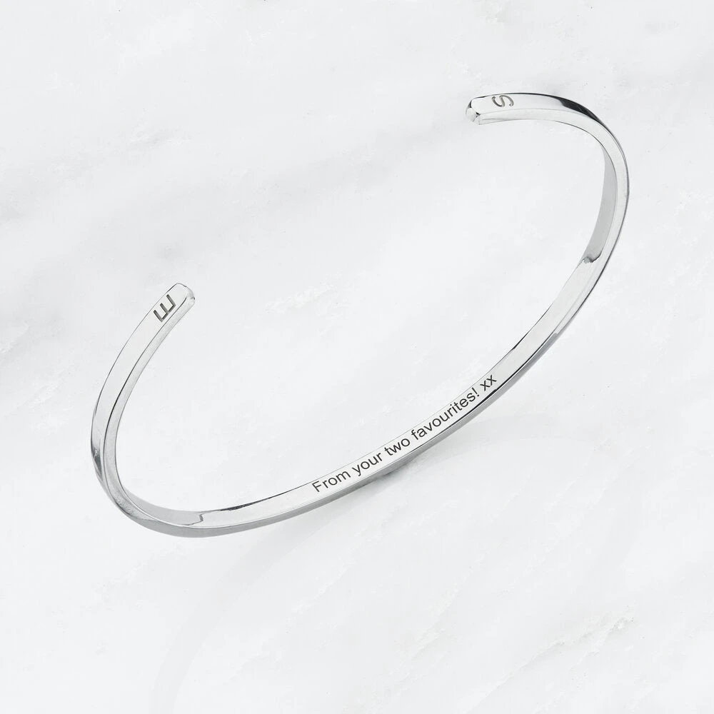 Silver Thin Engraved Bangle - Image 4