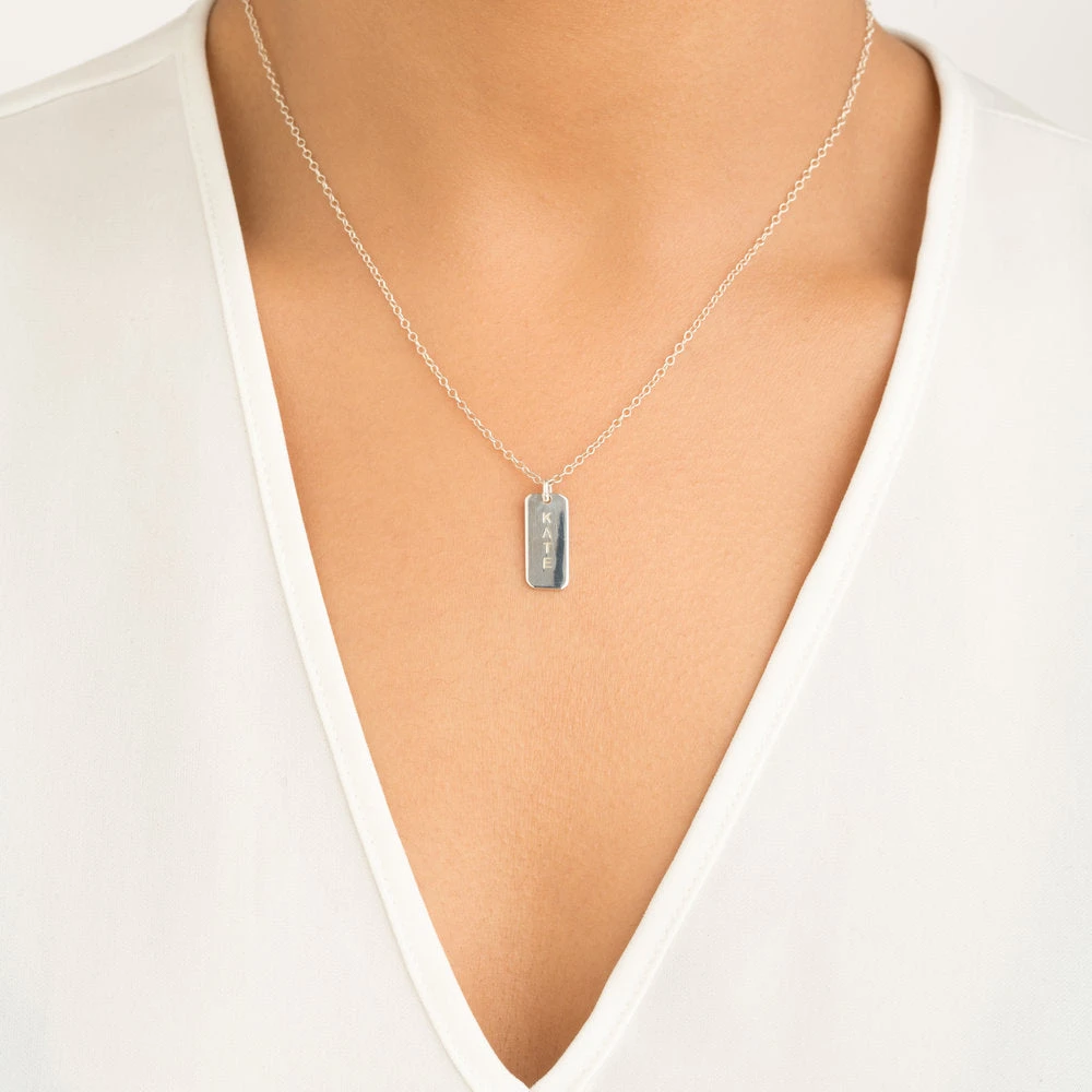 Silver Personalised Tag Necklace - Image 2