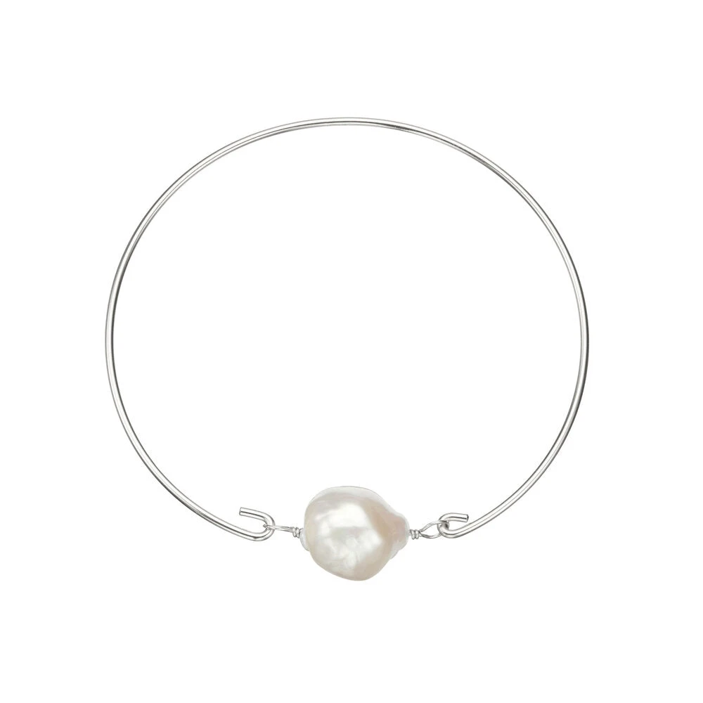 Silver Baroque Pearl Bangle