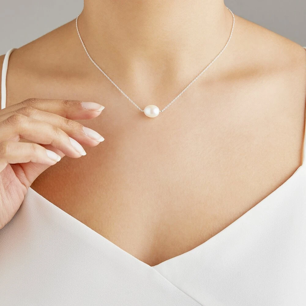 Silver Large Single Pearl Choker - Image 2