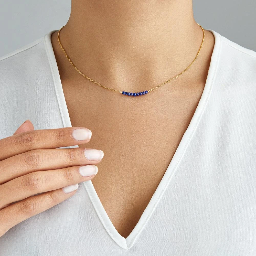 Rose Gold Lapis Gemstone Cluster Choker - Image 2