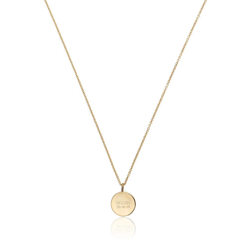 Gold Small Diamond Style Disc Necklace - Image 6