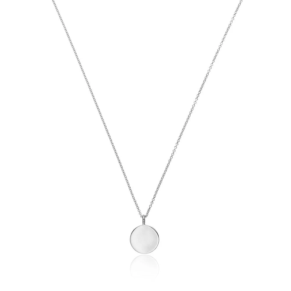 Silver Small Diamond Style Disc Necklace - Image 4