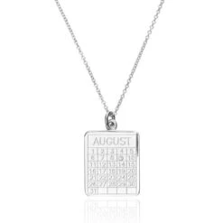 Silver Special Date Calendar Necklace