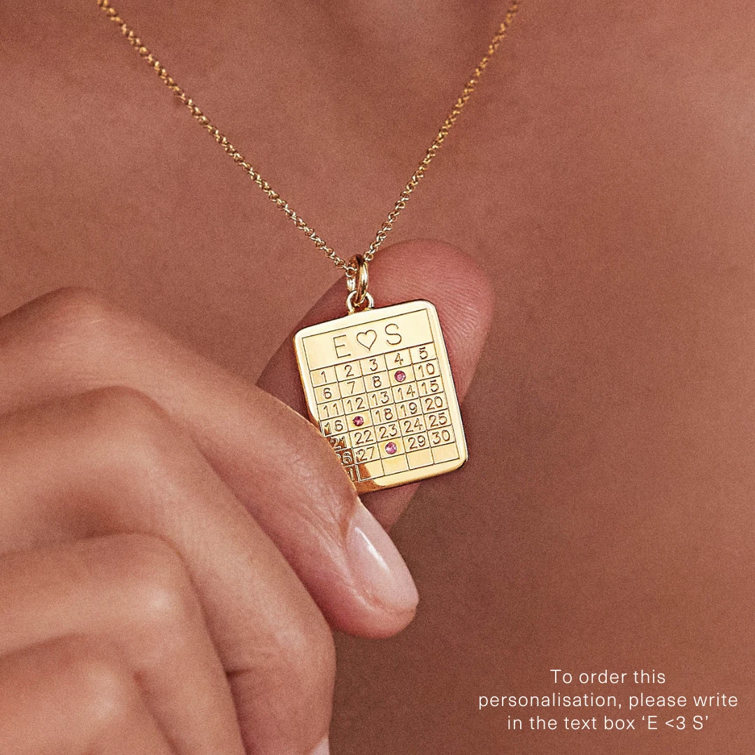 Gold Personalised Family Calendar Necklace - Image 3