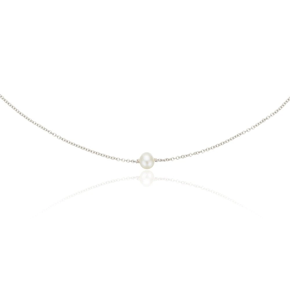 Silver Single Pearl Choker
