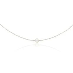 White Gold Single Pearl Choker