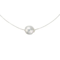 White Gold Large Baroque Pearl Choker