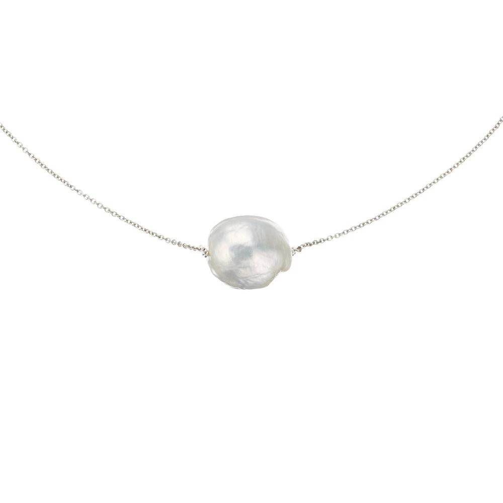 White Gold Large Baroque Pearl Choker