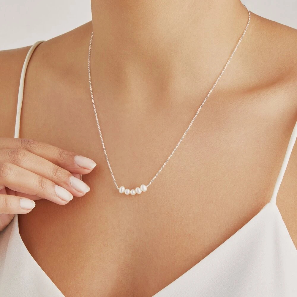 Silver Pearl Cluster Necklace - Image 2