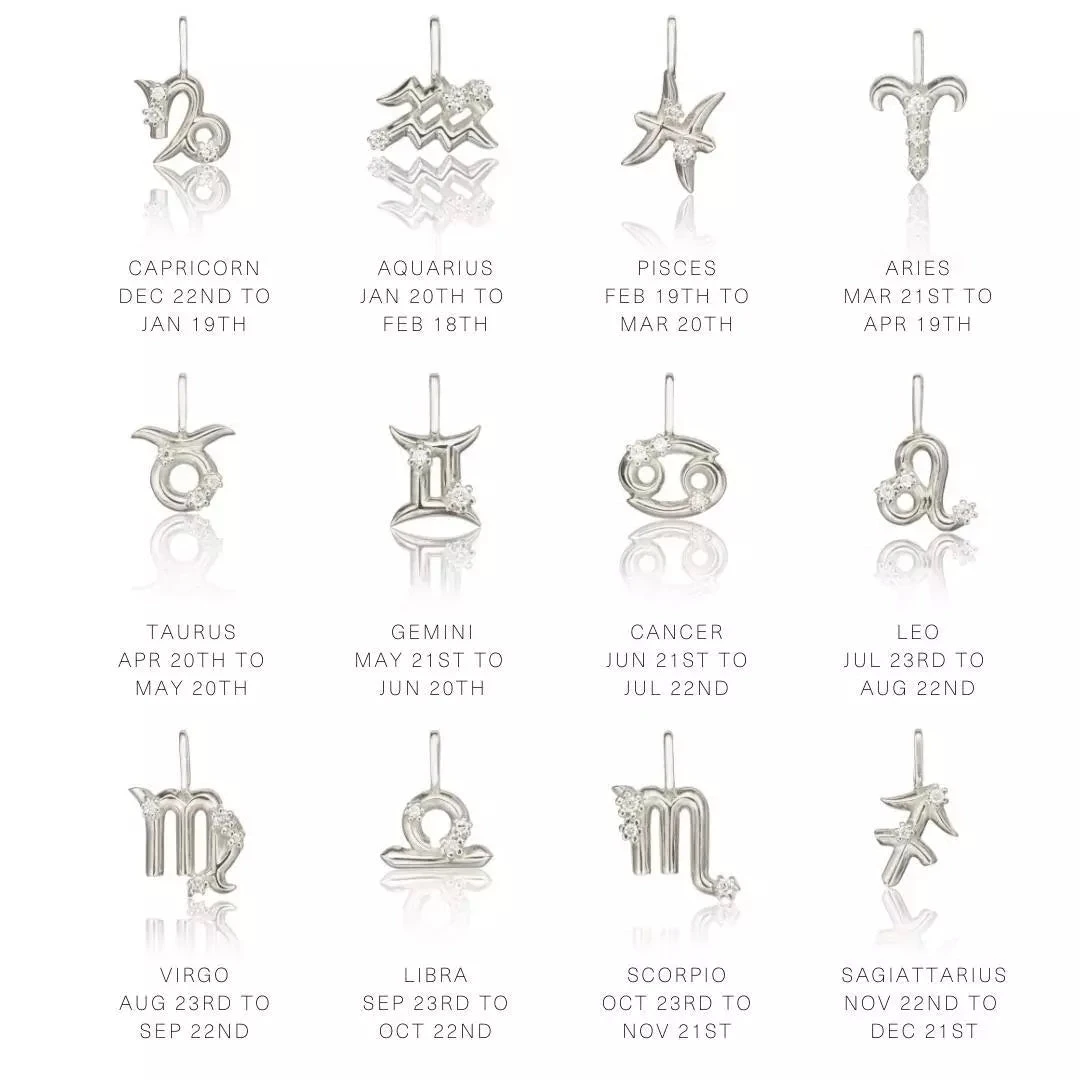 Solid White Gold Genuine Diamond Zodiac Necklace - Image 3