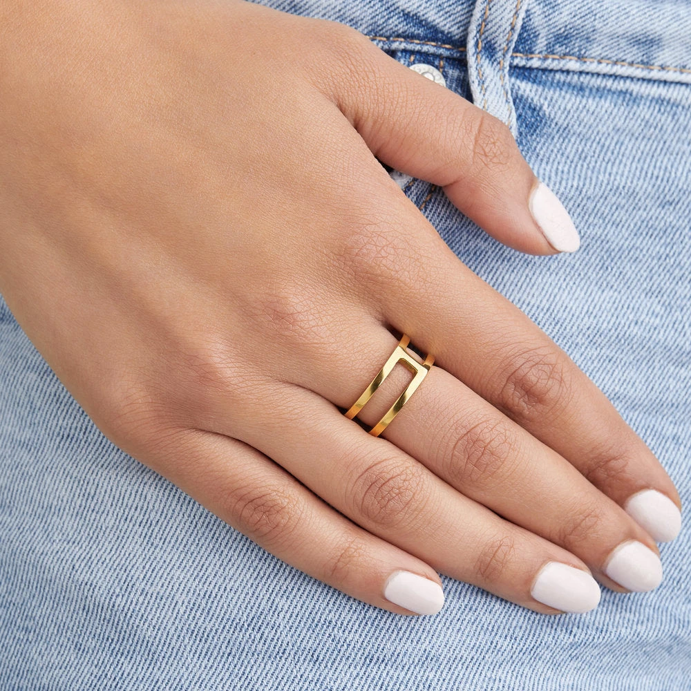 Gold Double Band Ring - Image 3