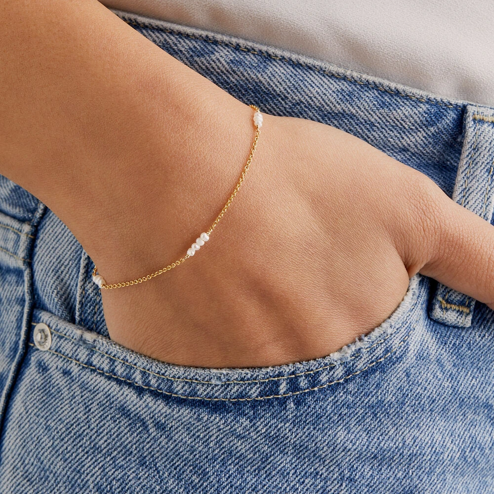 Gold Mini Pearl Bracelet - Image 4