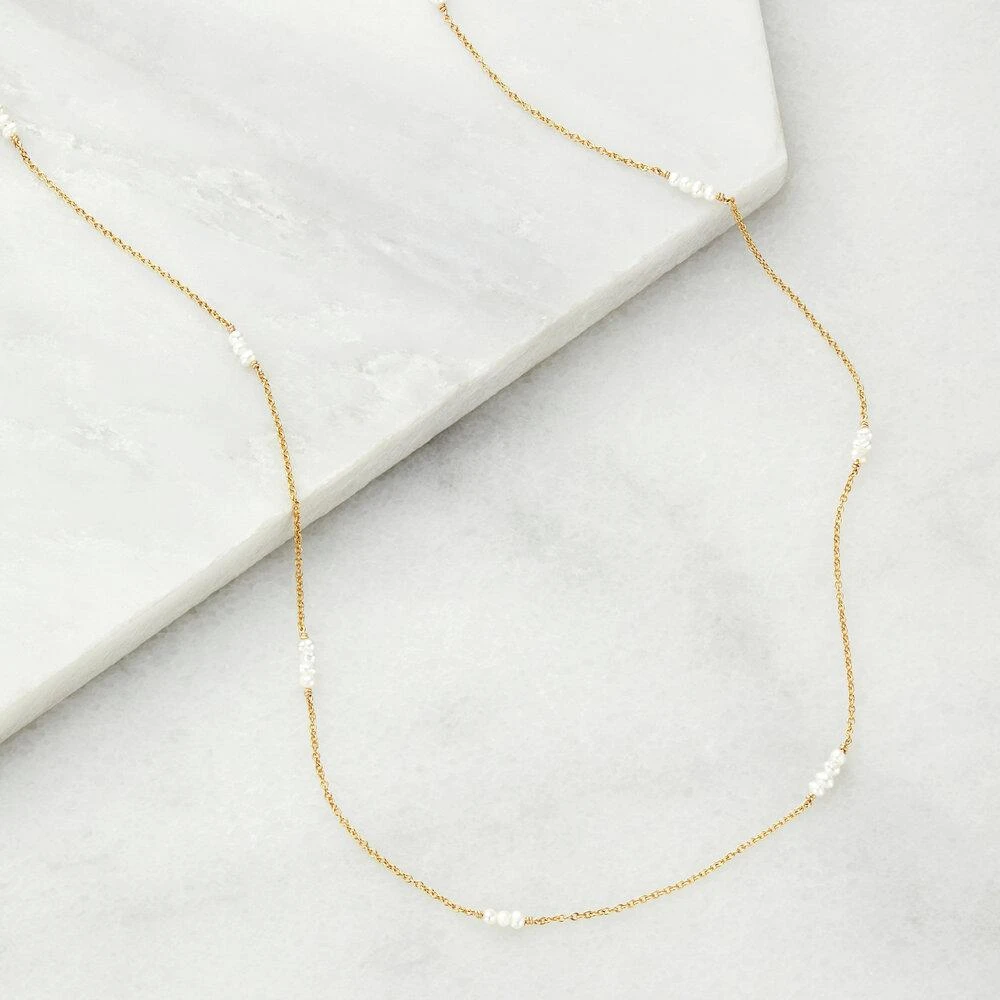 White Gold Mini Pearl Necklace - Image 3