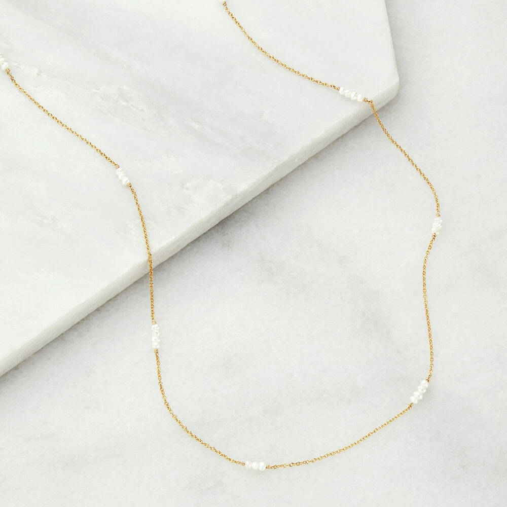 Gold Mini Pearl Necklace - Image 3