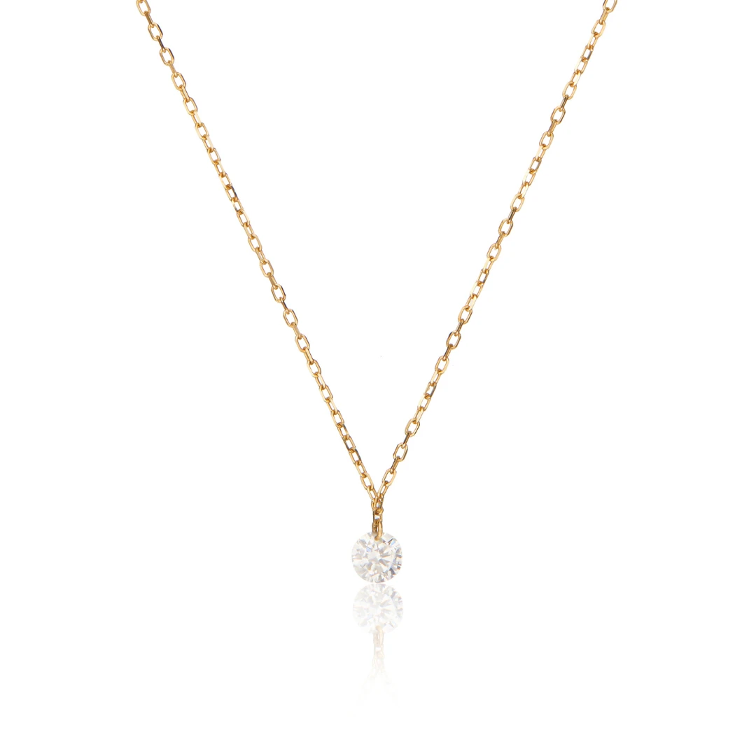 Gold Large Floating Diamond Style Necklace